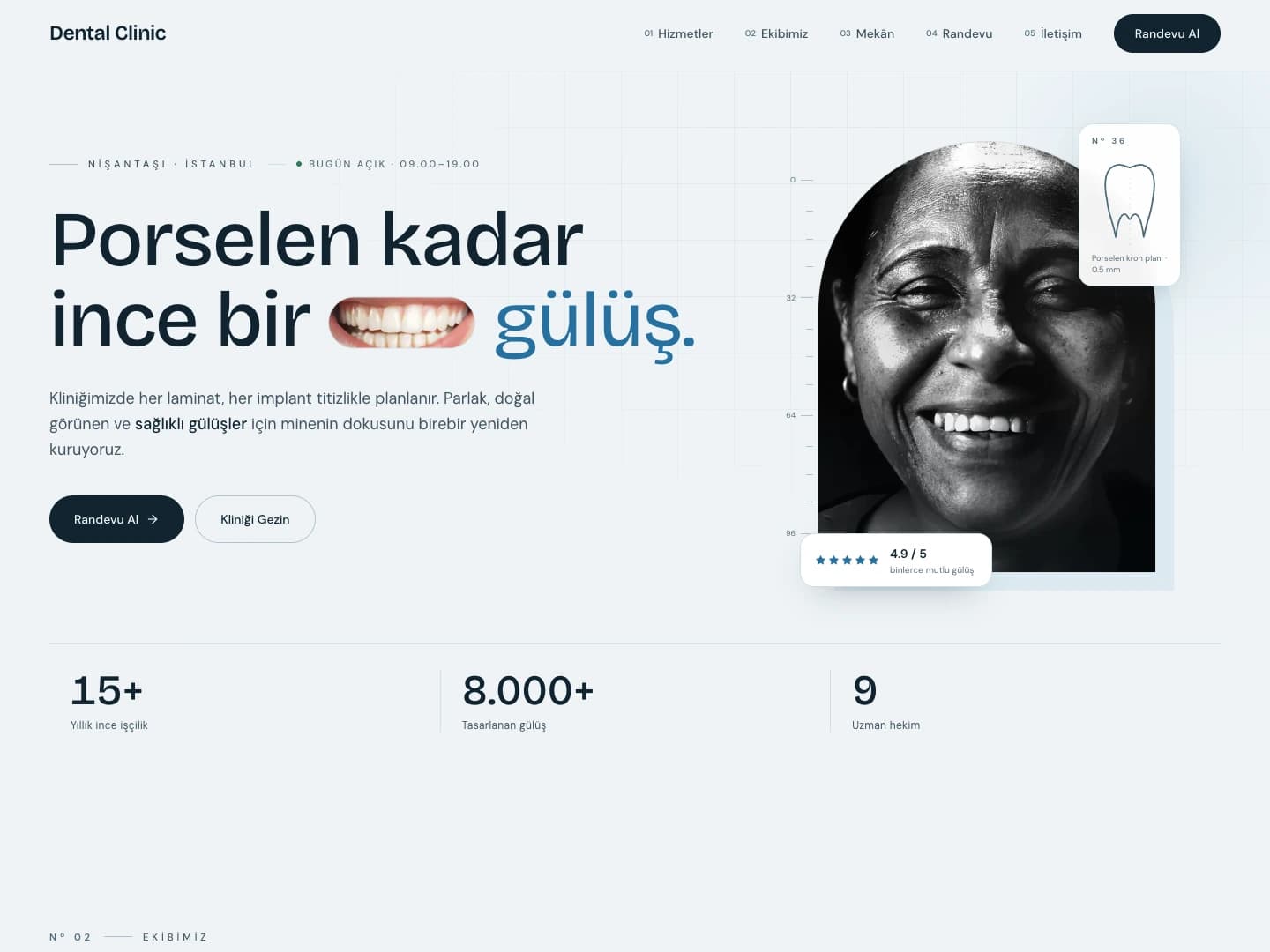 Diş Kliniği demo sitesi ekran görüntüsü