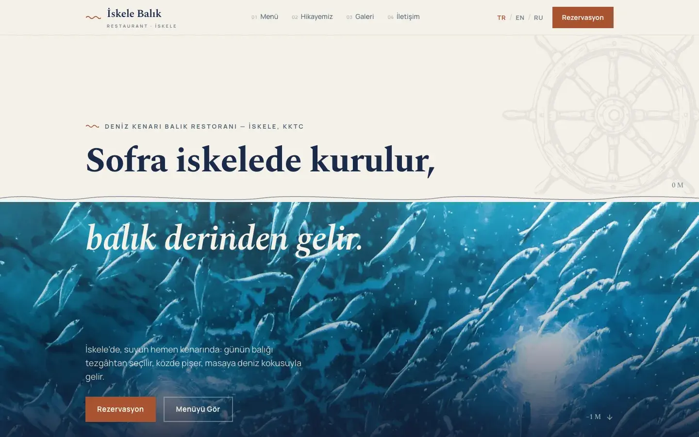 İskele Balık web sitesi ana sayfası, masaüstü görünümü